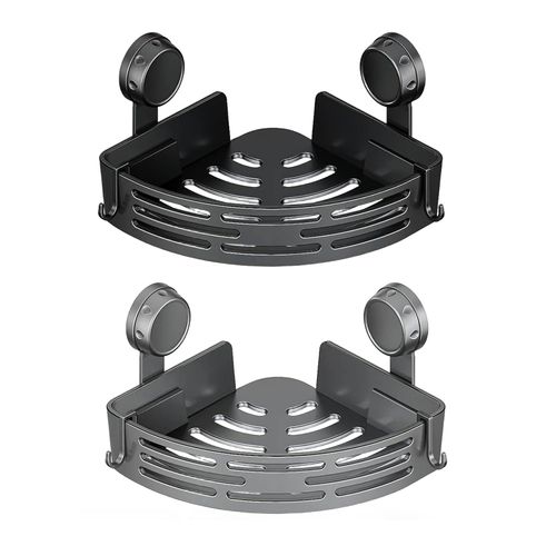2-Pack Triangle Shower Shelf with Hooks – No Drilling, Removable Bathroom & Kitchen Storage Organizer