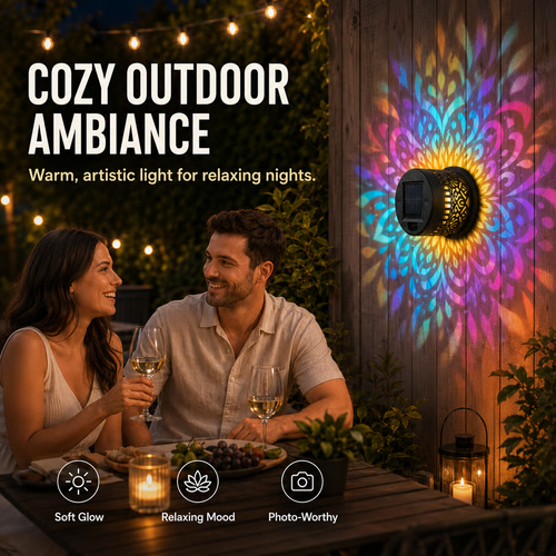 65K+ SOLD!✨Solar Mandala Wall Light | Outdoor Garden Fence Projector Lamp 2PCS set 🪐🌌