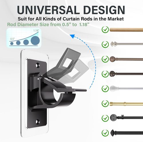 📦 55% OFF NOW! 🔥No Drill Curtain Rod Brackets 4PCS set