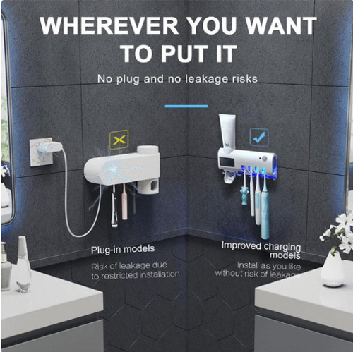 Hot Sale🔥60%OFF🔥✨3-in-1 Smart Toothbrush Station – UV  Sanitising , Family Storage & Toothpaste Dispensing