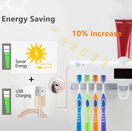 Hot Sale🔥60%OFF🔥✨3-in-1 Smart Toothbrush Station – UV  Sanitising , Family Storage & Toothpaste Dispensing