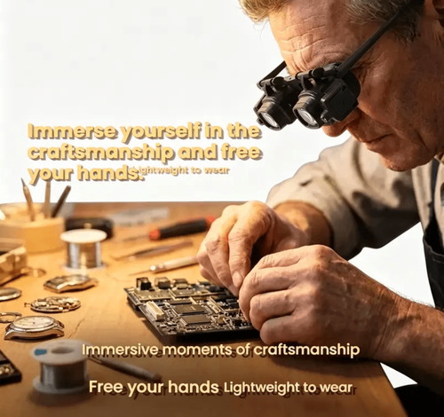Precision LED Magnifier Glasses – Interchangeable Lenses, Dual LED, Hands-Free 💡