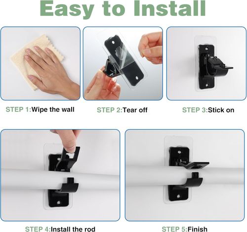 📦 55% OFF NOW! 🔥No Drill Curtain Rod Brackets 4PCS set