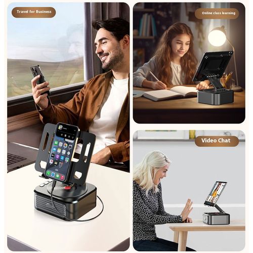Hot Sale🔥60%OFF🔥360° Rotation Foldable Desk Tablet Stand Holder Table Smartphone Mount with Wireless Bluetooth Speaker Stereo USB Sound Box