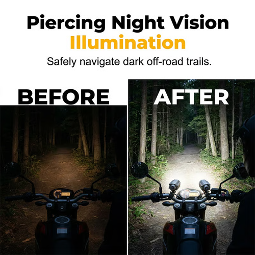 ⏰Universal Motorcycle LED Spotlight Dual Color Auxiliary Driving Light