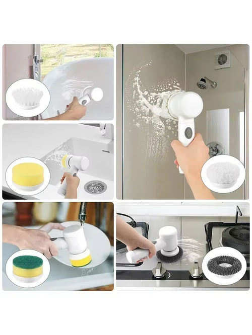 Hot Sale🔥60%OFF🔥Cordless Electric Spin Scrubber with 5 Brushes,IPX7 Waterproof Rechargeable Bathroom Cleaner for Tile, Shower, Grout Cleaning