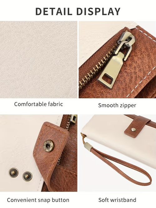 🔥Women's long wallet, stylish clutch, elegant solid color RFID blocking wallet