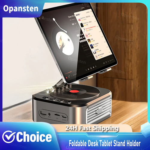 Hot Sale🔥60%OFF🔥360° Rotation Foldable Desk Tablet Stand Holder Table Smartphone Mount with Wireless Bluetooth Speaker Stereo USB Sound Box