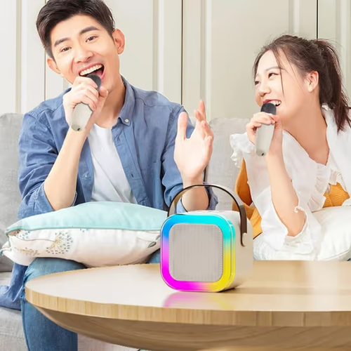 Limited-time🔥60%OFF🔥🌸🔥🔥Mini Karaoke Machine with two Wireless Microphones（Pink）
