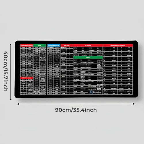Large Desk Mat with Office Shortcuts, Anti-slip Mouse Pad for Keyboard