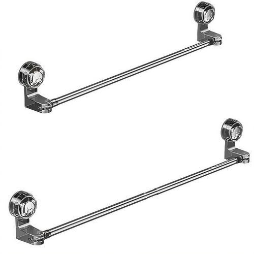 2‑Pack Suction Cup Wall Towel Rack – No Drilling, Retractable Towel Holder for Kitchen & Bathroom, Self‑adhesive Storage Shelf