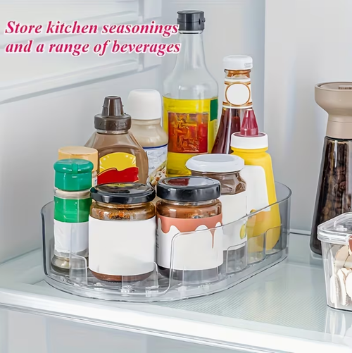 Hot Sale🔥60%OFF🔥360 Rotating Refrigerator Storage Box Multifunctional Spice Organizer Simple Drink Tray for Kitchen Countertop