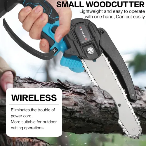 6-Inch  Cordless Chainsaw Kit with Storage Box & Precision Tool Set – Lightweight, High-Hardness Chain, Compatible with 21V Battery – Ideal for Woodworking, Gardening, Logging, and DIY Home Projects