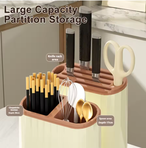 Hot Sale🔥60%OFF🔥Knife Holder Multi-Function Utensil Stand Knife Block Spoon Fork Kitchen Organizer Flatware Drainer Cutting board Storage Holder