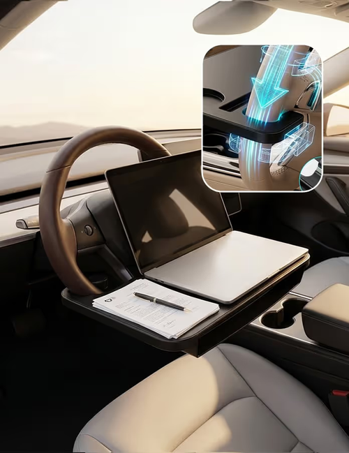 2-in-1 Car Steering Wheel Desk & Seat Gap Organizer Tray