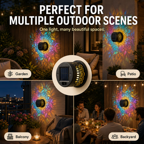 65K+ SOLD!✨Solar Mandala Wall Light | Outdoor Garden Fence Projector Lamp 2PCS set 🪐🌌