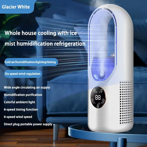 Hot Sale🔥60%OFF🔥Electric Bladeless Fan USB Air Cooling Fan 6 Gear Mini Conditioner Fan Portable Desktop Bladeless Humidification Cooler