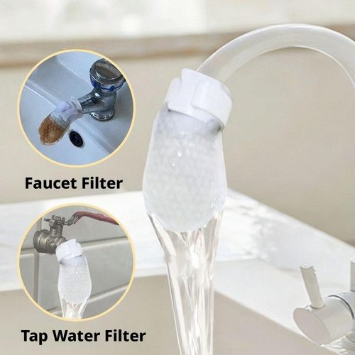 200pcs Universal Faucet Filter Cotton High Density Tap Water Filter Bag With Straps Anti-splash Kitchen Bathroom Purifier