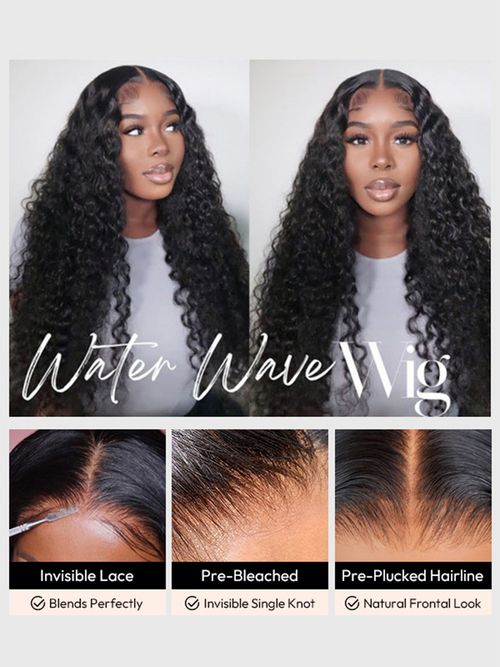 24 Inch Water Wave Human Hair Wig – Ready to Wear, Glueless, Pre-Plucked & Pre-Cut Lace, Natural Look