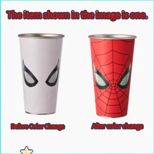 Brand New Day Cold Sensitive Color Change Stainless Tumbler Web Pattern Magic Cold Cup Fan Gift Daily Coffee Drinkware