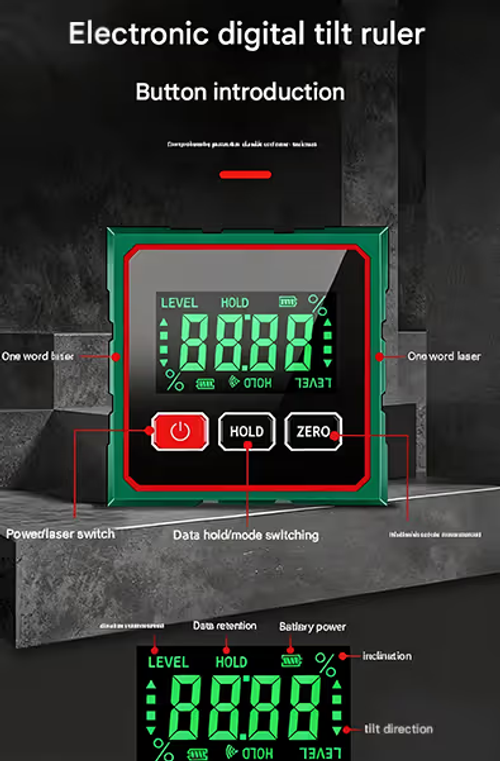2026 New 4-Side Magnetic Digital Angle Gauge with Laser