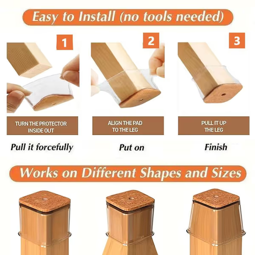 Hot Sale🔥60%OFF🔥24PCS set  Square Chair Leg Protectors for Hardwood Floor Fits All Shape Chair Mat for Wood and Tile Floors. Chair Leg Universal Cover Elastic Mold