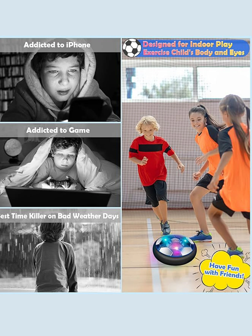 ⚡️ Air Floating Soccer with LED Lights & Foam Bumpers – NOW COMES WITH 2 GOALS! Open the box and start the match instantly! 🥅⚽️