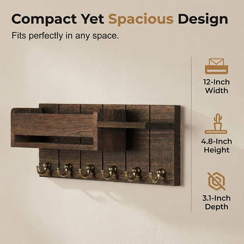 Hot Sale🔥60%OFF🔥Wall-Mounted Key Holder with Hooks and Shelf – Farmhouse-Style Storage for Entryway, Kitchen, or Living Room