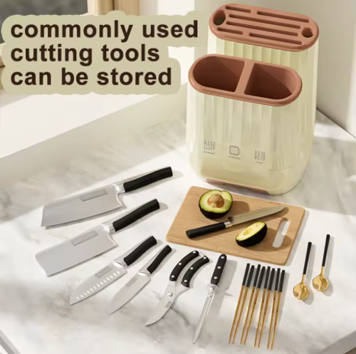 Hot Sale🔥60%OFF🔥Knife Holder Multi-Function Utensil Stand Knife Block Spoon Fork Kitchen Organizer Flatware Drainer Cutting board Storage Holder