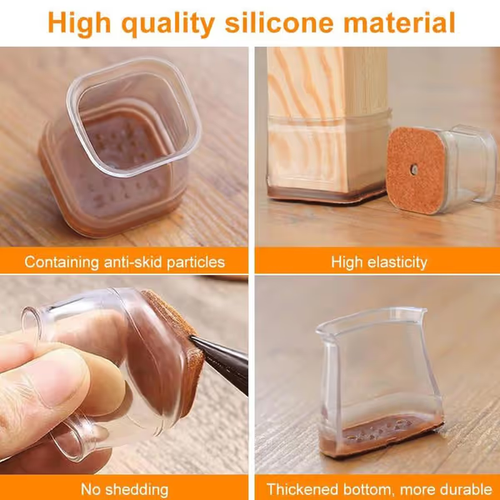 Hot Sale🔥60%OFF🔥24PCS set  Square Chair Leg Protectors for Hardwood Floor Fits All Shape Chair Mat for Wood and Tile Floors. Chair Leg Universal Cover Elastic Mold