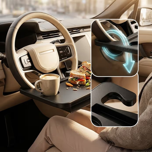 2-in-1 Car Steering Wheel Desk & Seat Gap Organizer Tray