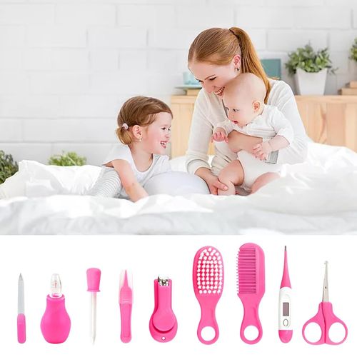 FunBlast Baby Grooming Kit - 10 Pieces Baby Toddlers Manicure Grooming Kit with Nail, Hair, Ear Grooming Tools, Healthcare Accessories Kit for New Born Baby & Toddlers (Pink)