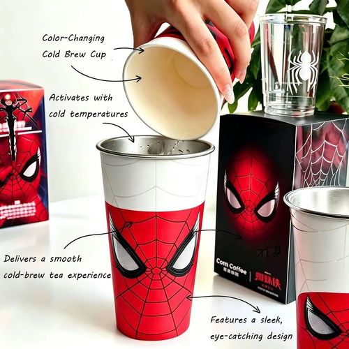 Brand New Day Cold Sensitive Color Change Stainless Tumbler Web Pattern Magic Cold Cup Fan Gift Daily Coffee Drinkware