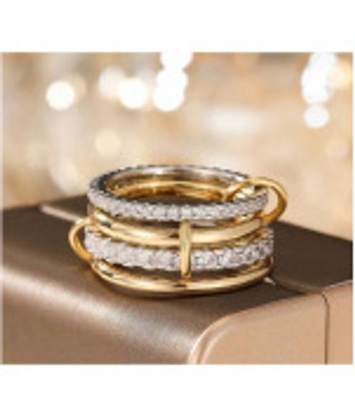 Fashionable and popular interlocking diamond zircon ring with multiple elements