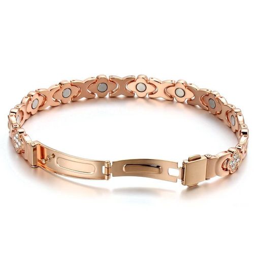 Fashionable and versatile four-leaf clover red copper watchband buckle rose gold men's and women's bracelet