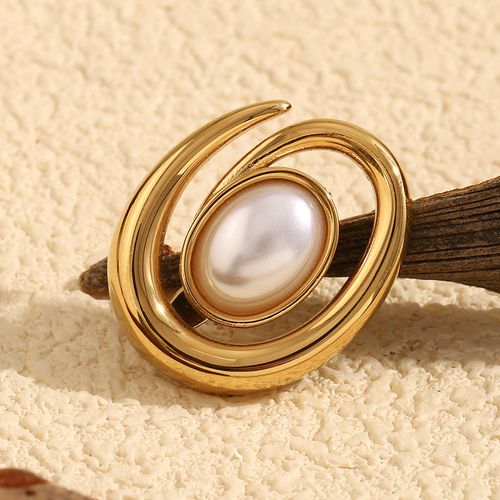 European and American all-match 18k gold polished pearl spiral brooch high-end light luxury pin belt buckle fashionable atmospheric jewelry