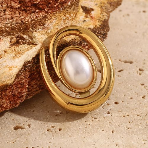European and American all-match 18k gold polished pearl spiral brooch high-end light luxury pin belt buckle fashionable atmospheric jewelry