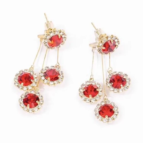 New full diamond tassel earrings, one pair of two-wear earrings, silver needle red versatile earrings