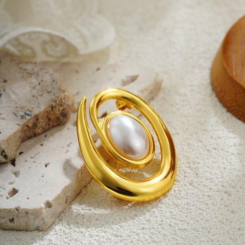 European and American all-match 18k gold polished pearl spiral brooch high-end light luxury pin belt buckle fashionable atmospheric jewelry