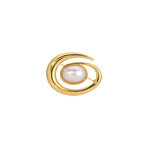 European and American all-match 18k gold polished pearl spiral brooch high-end light luxury pin belt buckle fashionable atmospheric jewelry