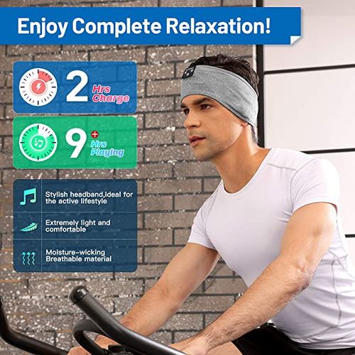 Perytong Sleep Headphones Wireless, Bluetooth Sports Headband Headphones with Ultra-Thin HD Stereo Speakers Perfect for Sleeping,Workout,Jogging,Yoga,Insomnia, Air Travel, Meditation, Grey