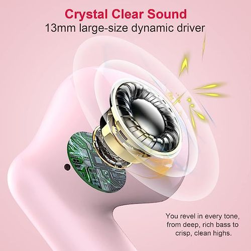 Wireless Earbuds, Bluetooth 5.3 Earbuds Stereo Bass, Bluetooth Headphones in Ear Noise Cancelling Mic, Earphones IP7 Waterproof Sports, 32H Playtime USB C Mini Charging Case Ear Buds for Android iOS Black
