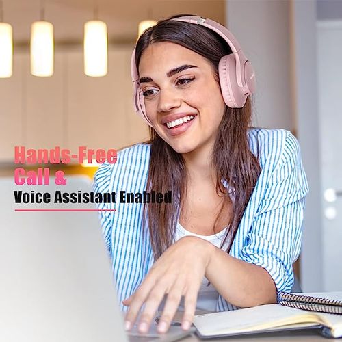 KVIDIO [Updated] Bluetooth Headphones Over Ear, 65 Hours Playtime Wireless Headphones with Microphone,Foldable Lightweight Headset with Deep Bass,HiFi Stereo Sound for Travel Work Laptop PC Cellphone Black