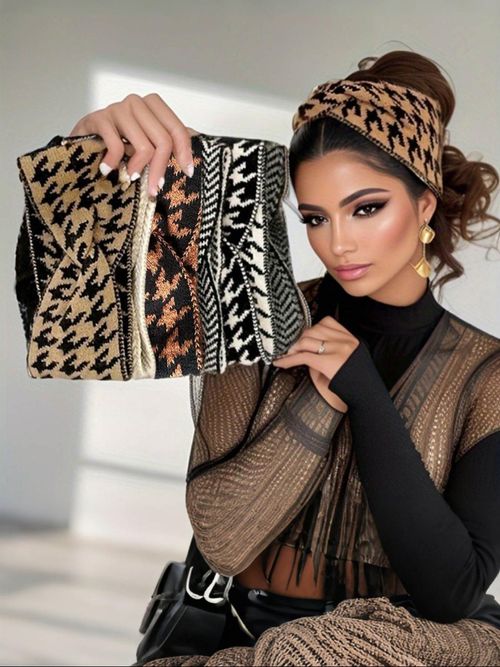 5-Piece Women's Retro High Elasticity Knitted Headbands Set