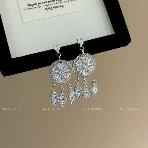 2025 new heavy-duty micro-inlaid zircon dreamcatcher ear studs