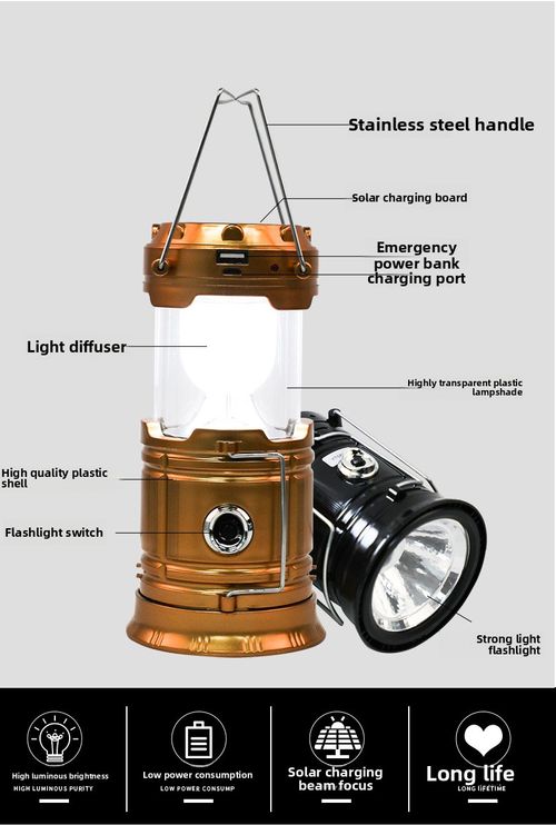 Camping lamp, solar multi-functional portable horse lamp, outdoor emergency tent lamp, lighting lamp, street stall camping lamp