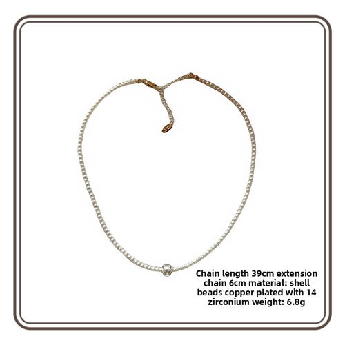 Retro pearl zirconia necklace