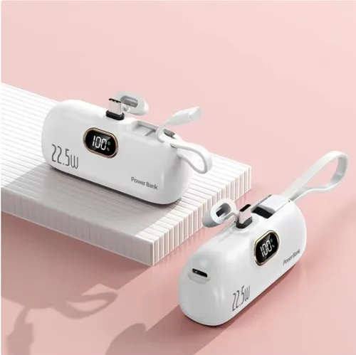🌟🔥5000mAh Mini Portable Charger Power Bank for Phone--Color: White