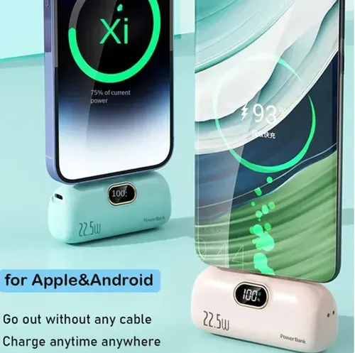 🌟🔥5000mAh Mini Portable Charger Power Bank for Phone--Color: White