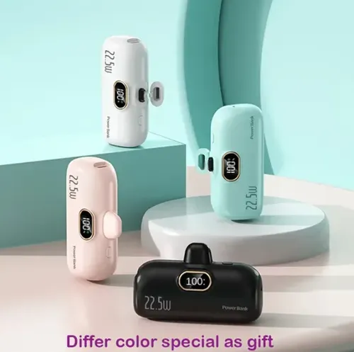 🌟🔥5000mAh Mini Portable Charger Power Bank for Phone--Color: White